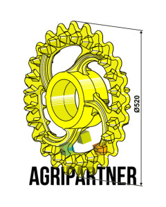 Roue crosskill 520x84, compatible pour arbre 130, VADERSTAD 101112, interchangeable