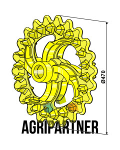 Roue crosskill 470x84, pour arbre 55, VADERSTAD 101109, interchangeable