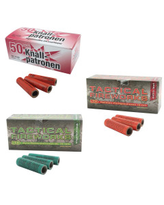 Pack artificier, 150 fus&eacute;es pour pistolet effaroucheur : cr&eacute;pitantes, sifflantes et d&eacute;tonantes