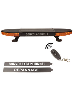 Rampe gyrophare LED sans fil, convoi agricole, fixation magn&eacute;tique, homologu&eacute;e R65-R10