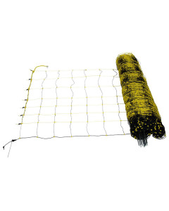 Filet &eacute;lectrifiable 90cm x 50m jaune/noir avec 14 piquets pour moutons, HORIZONT