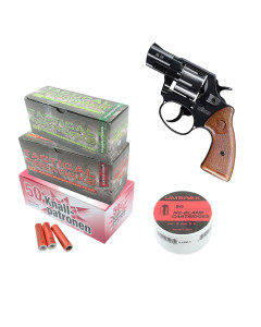 Pack pistolet ROHM RG59 calibre 9 mm + amorces + fus&eacute;es (cr&eacute;pitantes, d&eacute;tonantes et sifflantes)