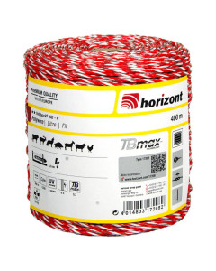 Fil Hotshock W6 400 m&egrave;tres, blanc / rouge, capacit&eacute; environ 100 kg, HORIZONT