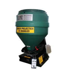 Distributeur anti-limaces T28, cuve 70 ou 120 litres, largeur 28 m&egrave;tres, recouvrement jusqu'&agrave; 31 m&egrave;tres, avec ou sans variateur, DELIMBE