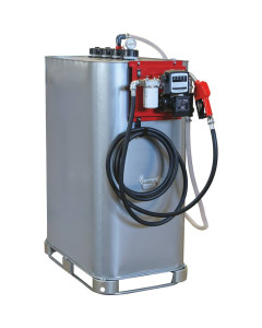 Cuve de stockage Gasoil, Fuel, GNR, 1000 litres, galvanis&eacute;e double paroi, avec pompe 60 l/min, DRAKKAR