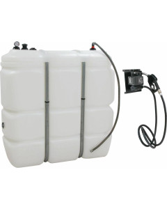 Cuve de stockage Fioul, Gasoil, GNR PEHD 1500 litres double paroi, avec kit station gasoil 230V 60 l/min et pistolet automatique pour usage int&eacute;rieur