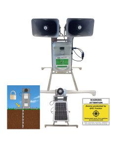 Pack S&Eacute;R&Eacute;NIT&Eacute; : effaroucheur AVITRAC 18S Plus protection 4 hectares + panneau solaire & anti-vol
