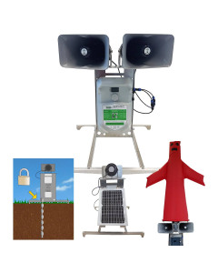 Pack FULL OPTION : effaroucheur AVITRAC 18S Plus protection 4 hectares avec batterie lithium + options compatibles