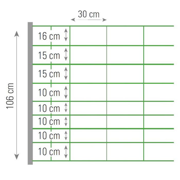 Filet électrifiable KOMBI pour chèvres, 1,06cm x 50m avec 14 piquets, BEAUMONT