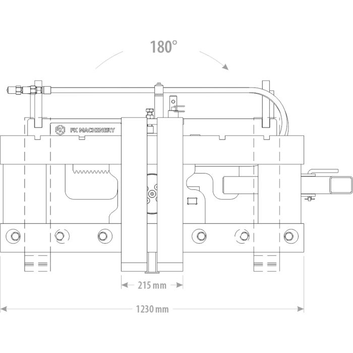 Fourche à palettes UPFR, capacité 1600 kg, tablier rotatif à 180° et réglable, sans coupleur hydraulique, attache au choix, MANUTOSORE