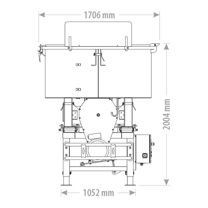 Malaxeur multifonction UBCE, de 600 à 1200L, entraînement électrique 380V, sur châssis haut, MANUTOSORE