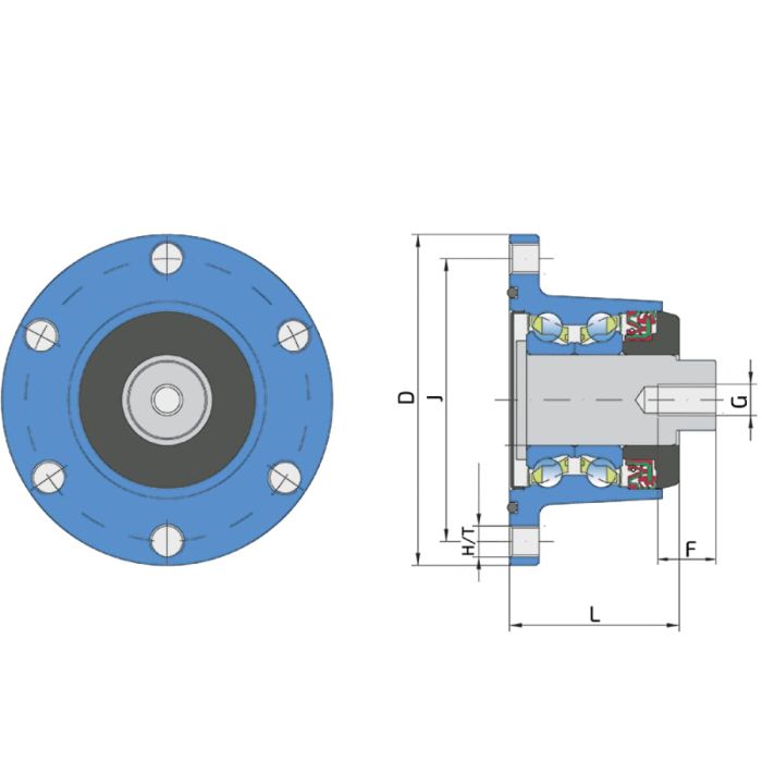 Kit moyeu complet pour déchaumeur à disques KUHN Optimer, entraxe 100 mm, 6 trous, pièce interchangeable