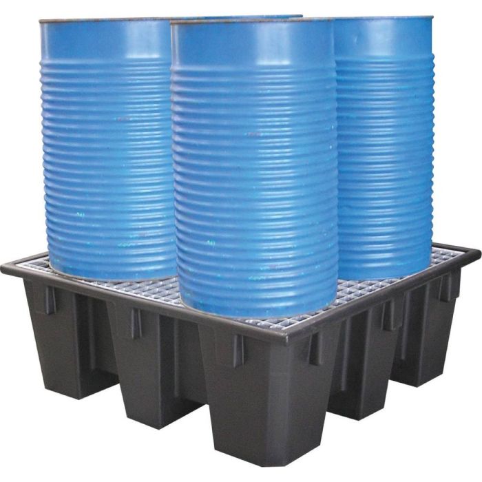 Bac de rétention 450 litres pour le stockage de 4 fûts debouts, charge maxi 1200 kg, DRAKKAR