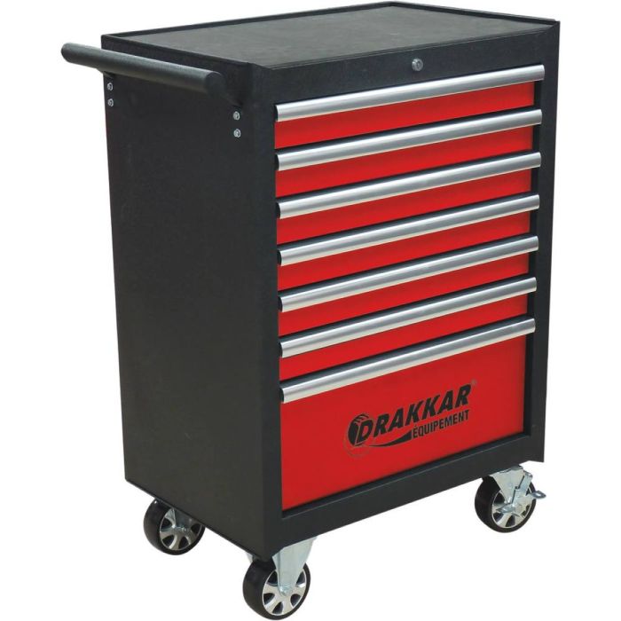 Servante d'atelier 7 tiroirs, charge maxi 250 kg, sans outil, ouverture à 100% des tiroirs, DRAKKAR
