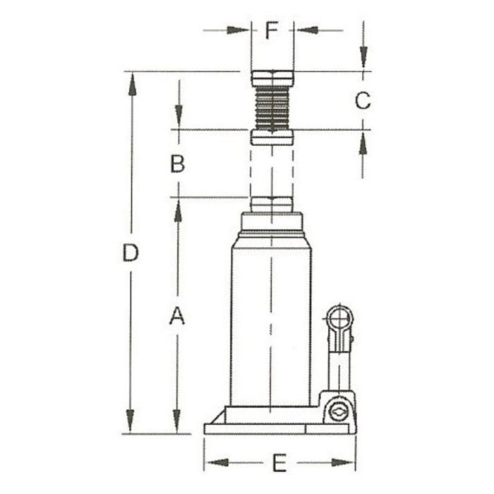 Cric bouteille hydraulique 3T, hauteur maxi 330 mm, corps en fonte, COMPAC