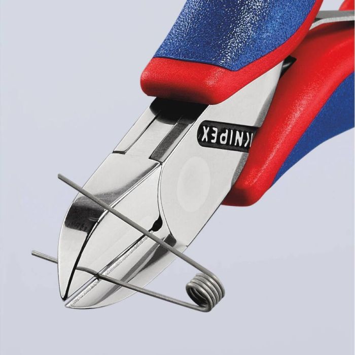 Pince coupante de côté pour électronique, capacité de coupe Ø 1,6-1,2-0,6 mm, KNIPEX, 77 02 115 SB