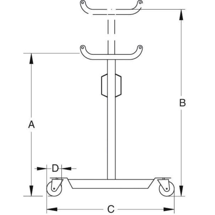 Cric de fosse 300 kg pour boite de vitesse, hauteur maxi 1930 mm, piston Ø25 mm, Compac