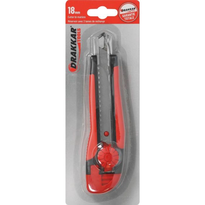 Cutter bi-matière avec molette, lame sécable de 18 mm, DRAKKAR