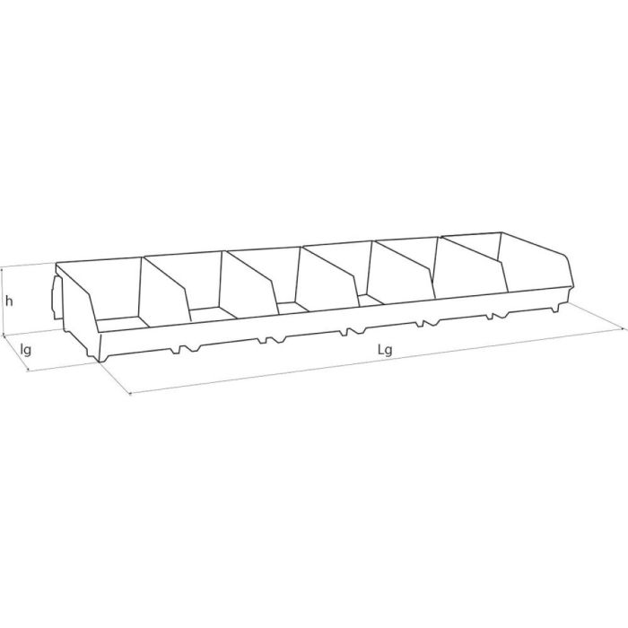 Kit de 4 boîtes à bec bleu avec support acier 600x240x125mm, UNIVERSEL