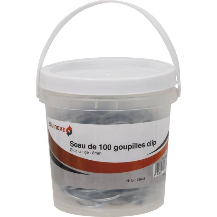 Seau de 100 goupilles clips 8mm, acier zingué, KLIPPER