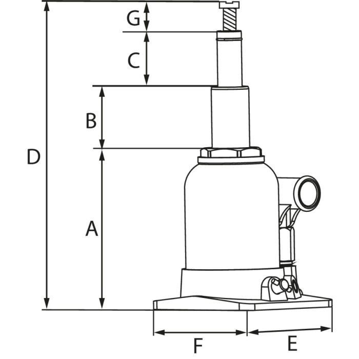 Cric bouteille hydraulique télescopique 4T, hauteur maxi 390 mm, double vérin, DRAKKAR
