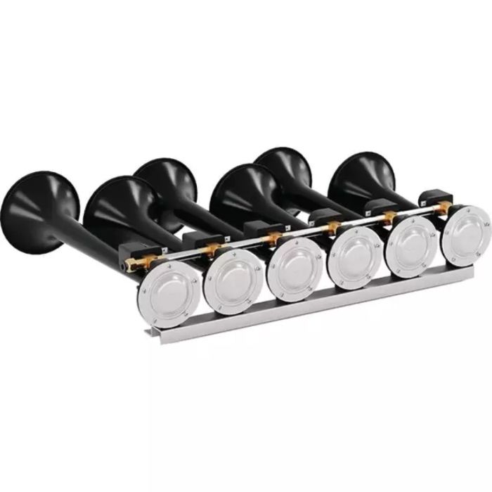 Klaxon 6 trompettes 2.0 12/24V, 19 mélodies, pour tracteur, camion, véhicules lourds, BASURI