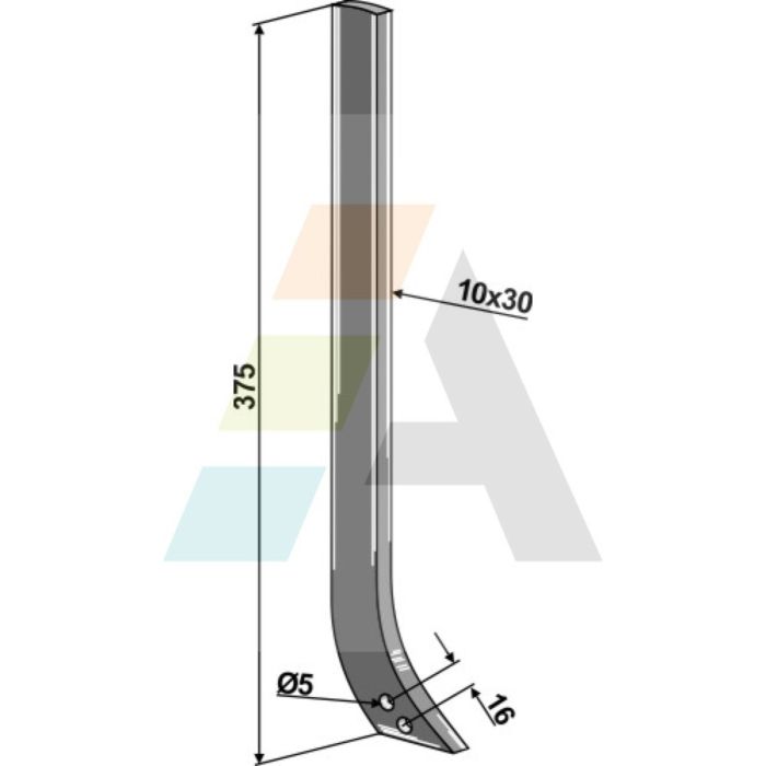 Tige 28° entraxe 16 mm, pour coeur de bineuse SCHMOTZER, EINBOCK, 15-107-S, pièce interchangeable