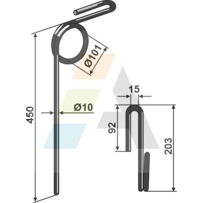 Peigne simple griffe 10mm, 640497, pour semoir kockerling, pièce interchangeable