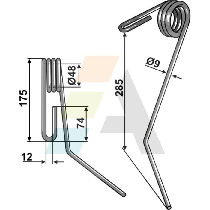 Dent de herse en S avant, AC420859, pour semoir Accord -  Kverneland, pièce interchangeable