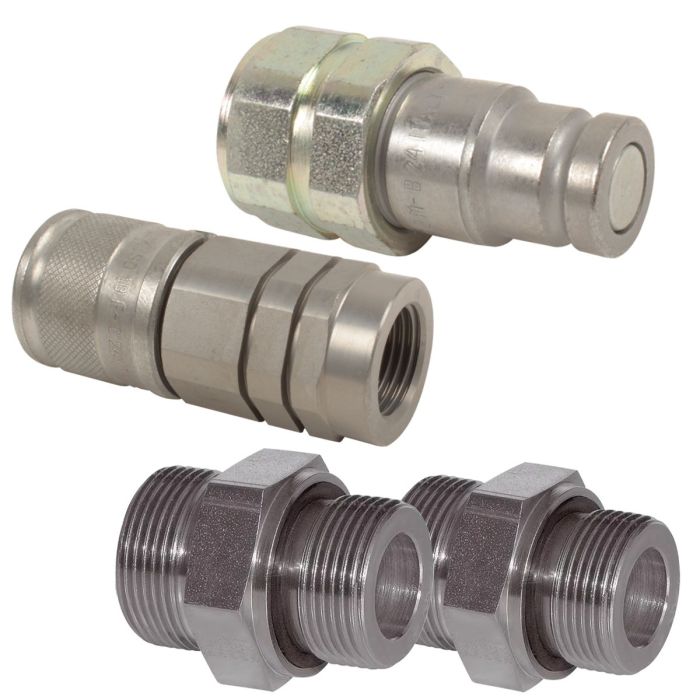 Kit coupleurs push-pull face plane, mâle + femelle, pour outil de manutention téléscopique
