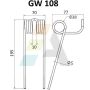 Dent pick-up 195mm, fil 5mm, pour presse à balles SOMECA, 44036954, pièce interchangeable