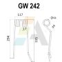 Dent de faneuse pour ZWEEGERS, PZ 192, Z3015130, pièce interchangeable