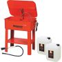 Lot fontaine de nettoyage métallique 75 litres sur pied, 2 solvants dégraissant en bidon de 20 litres et 1 pinceau, DRAKKAR