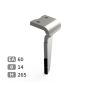 Dent carbure, 2 pastilles 2x45mm, pour herse rotative, HOWARD HK 20 - HK 22, 265mm, Ø14mm, entraxe 60mm, 182938, droite, pièce interchangeable