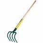 Croc de jardin 4 dents triangulaires, manche bois percé 130cm, certifié PEFC 100%