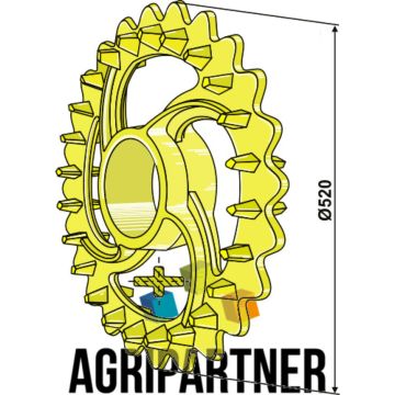 Roue crosskill 520x85, compatible pour arbre 122, VADERSTAD 101107, interchangeable