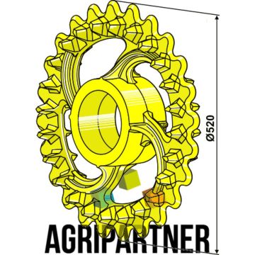 Roue crosskill 520x84, compatible pour arbre 130, VADERSTAD 101112, interchangeable