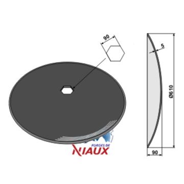 Disque lisse 610x5 mm, alésage hexagonal 90 mm, trou hexagonal, NIAUX 200