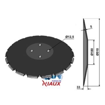 Disque crénelé 510x5 mm, 101-21212, 4 trous, fieldbird Rabewerk, NIAUX 200