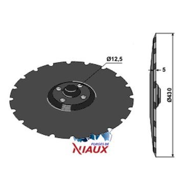 Disque crénelé 430x5 mm, 4 trous, compatible pour déchaumeur VADERSTAD Carrier, 433779 - 459608, niaux 200