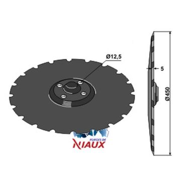 Disque crénelé 450x5 mm, 4 trous, 466947, compatible pour déchaumeur VADERSTAD Carrier, niaux 200