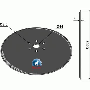Disque lisse 382x4mm, compatible pour semoir VADERSTAD, 223584, pièce interchangeable