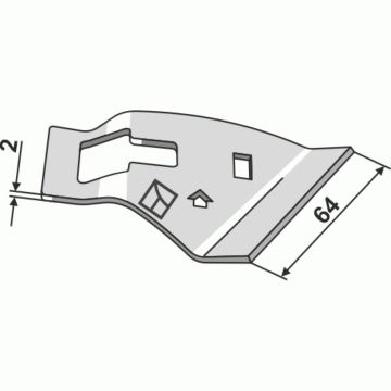 Décrottoir, racloir 64x2mm compatible pour semoir VADERSTAD Tempo, gauche, 466289, pièce interchangeable
