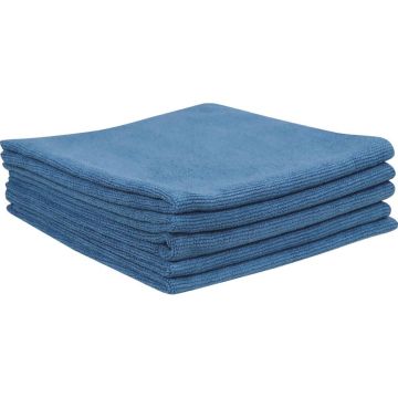 Lot de 5 microfibres 300g/m² 400x400mm bleue sans ourlet spécial auto, KARZHAN