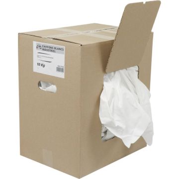 Chiffon blanc industriel polycoton - Carton de 10kg