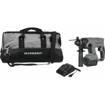 Pack perforateur Brushless sans fil 20V, puissance 2,2J, avec batterie 4Ah, chargeur 3A et sac de transport, SCHNEIDER