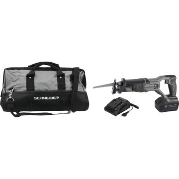 Scie sabre sans fil 20V, lame Ø150mm, avec batterie 4AH, chargeur 3A et sac de transport, SCHNEIDER