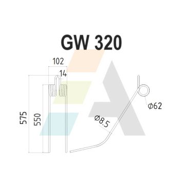Dent d'andaineur, pour GALFREAG 280/320, pièce interchangeable