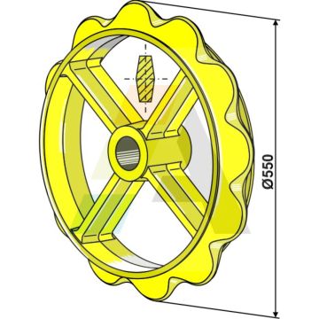 Roue cambridge Ø550x60 mm, compatible pour rouleau VADERSTAD, 101080, pièce interchangeable