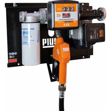 Station gasoil avec pistolet automatique 230V 72 l/min, volucompteur et filtre absorption d'eau